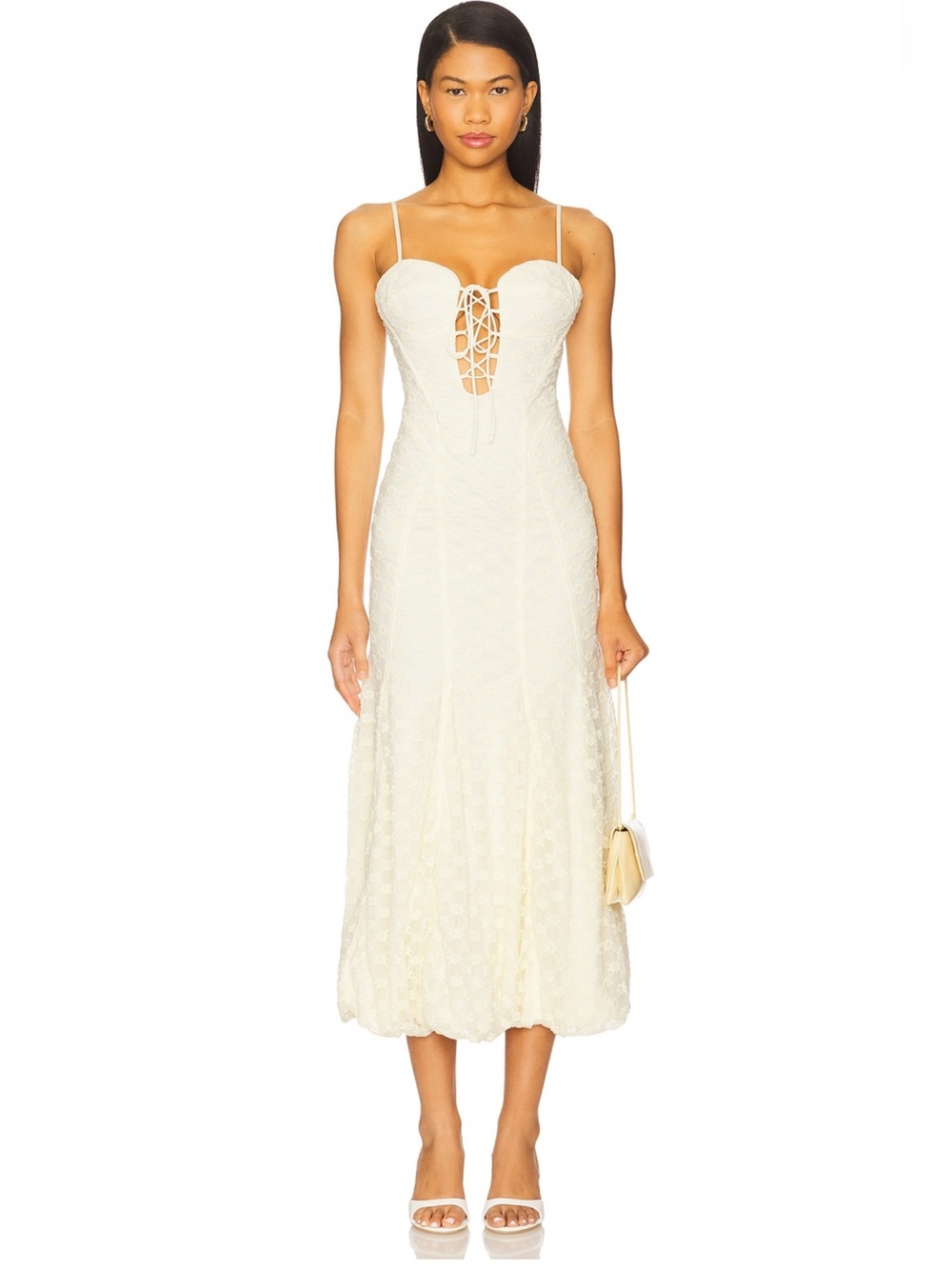 NWT Bardot Delaney Bubble Midi Dress in Ivory